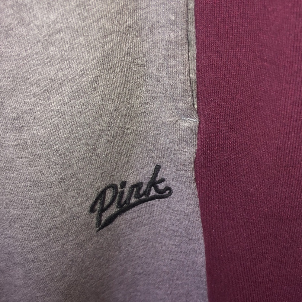 PINK VICTORIA’S SECRET sweatpants gray blue and burgundy size small boyfriend​​​ - Picture 5 of 10